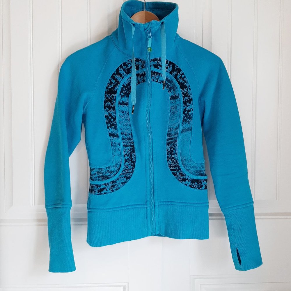 Lululemon Blue Full Zip Fitted Funnel Neck Jacket